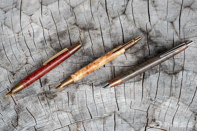 最終価格　旧型野原工芸ボールペン、斑紋着色金具シカモア